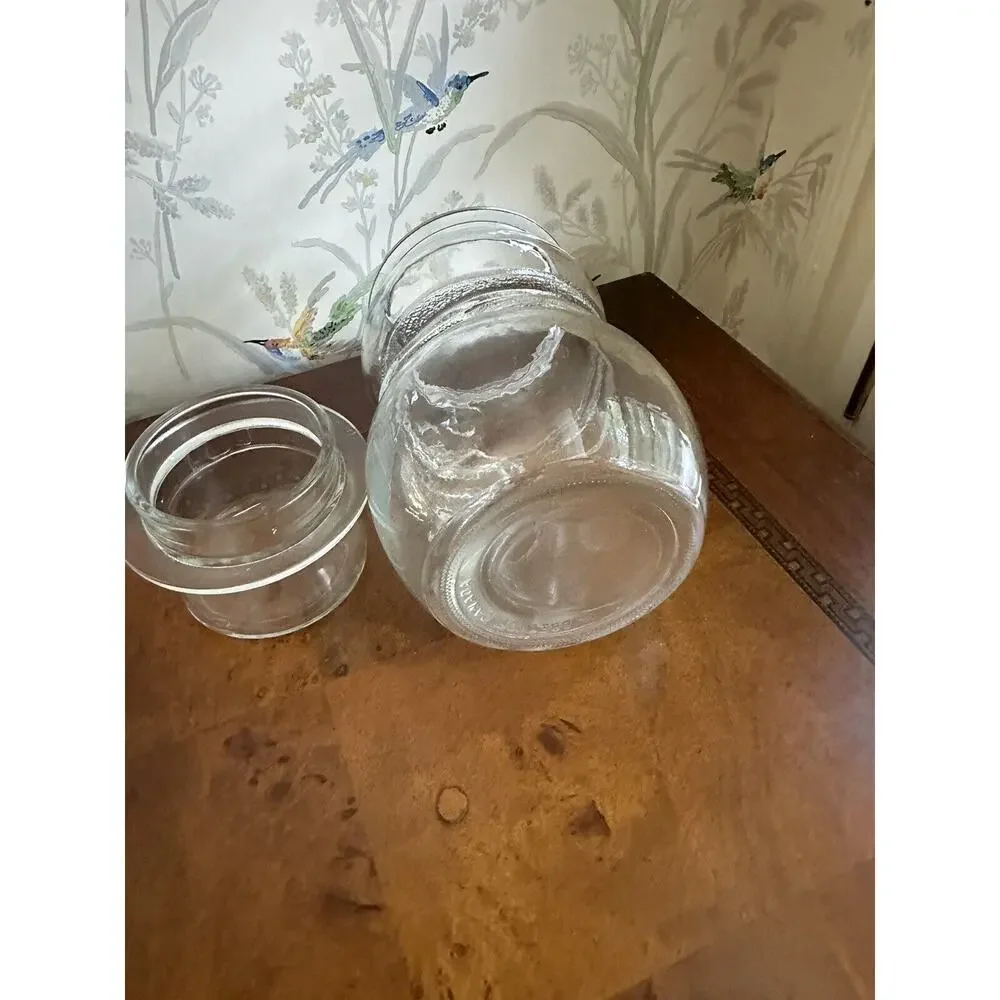 Vintage Libbey Glass Clear Snowman Jar with Lid Christmas Candy Jar
